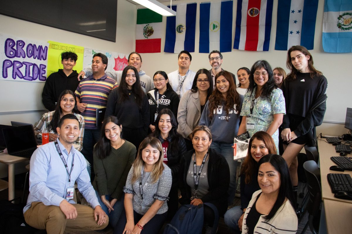 The Raíces Community gather in the La Plazita, or the Raíces Student Center on City College's west campus in Santa Barbara, Calif. La Plazita functions as a hub for Raíces students to get tutoring, resources and have an extra spot to hang out on campus.
