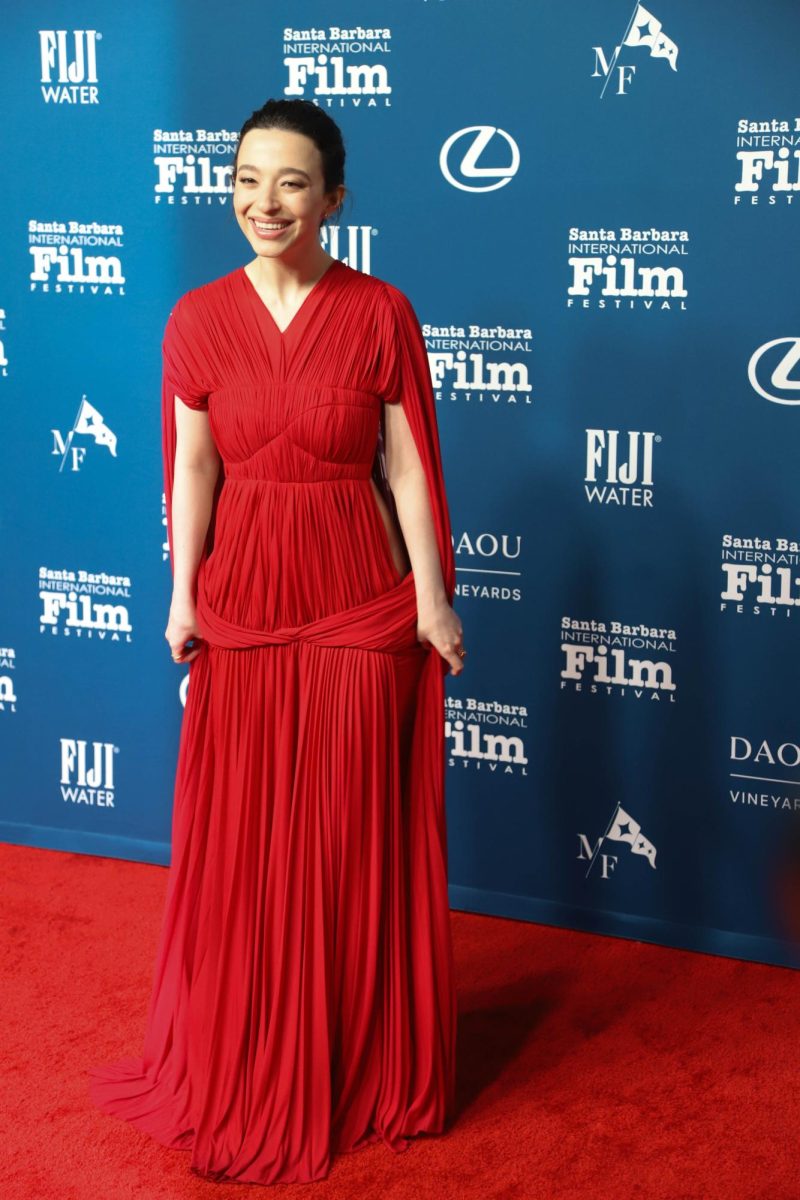 Mikey Madison walks the red carpet at the International Film Festival on Feb. 9 at the Arlington Theater in Santa Barbara, Calif.. Madison played Ani in the film "Anora'".