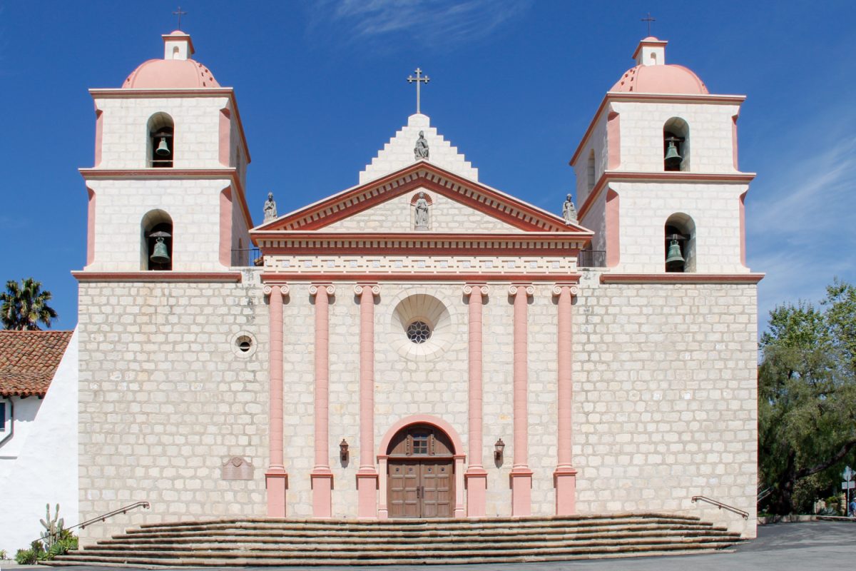 The Santa Barbara Mission sits at the base of the Riviera on April 5 in Santa Barbara, Calif. The Mission is open daily from 9:30 a.m. to 5 p.m.