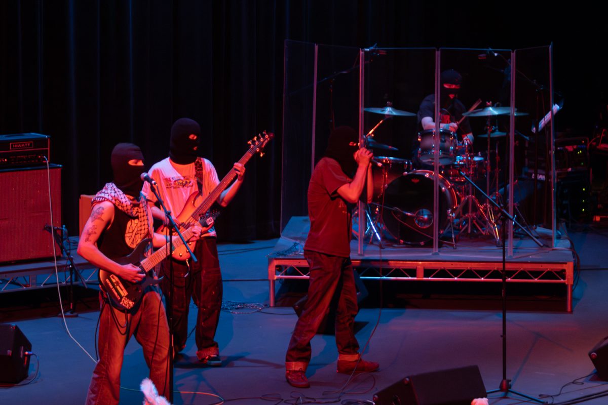 TKL shakes the venue with a heavy metal set April 18 at City College's Garvin Theatre in Santa Barbara, Calif. The masked four-piece began their set with a metal rendition of the rock classic 'Wonderwall'.