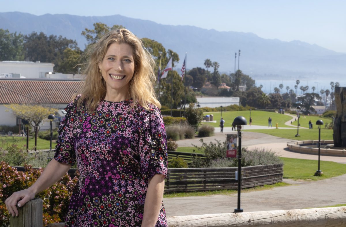 The newly elected president of the Academic Senate, Elizabeth Imhof prepares for her new role April 9 outside City College's West Campus Center building in Santa Barbara, Calif. "I'm really looking to improve shared governance," Imhof answered in response to what she's looking forward to.