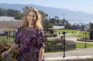 The newly elected president of the Academic Senate, Elizabeth Imhof prepares for her new role April 9 outside City College's West Campus Center building in Santa Barbara, Calif. "I'm really looking to improve shared governance," Imhof answered in response to what she's looking forward to.