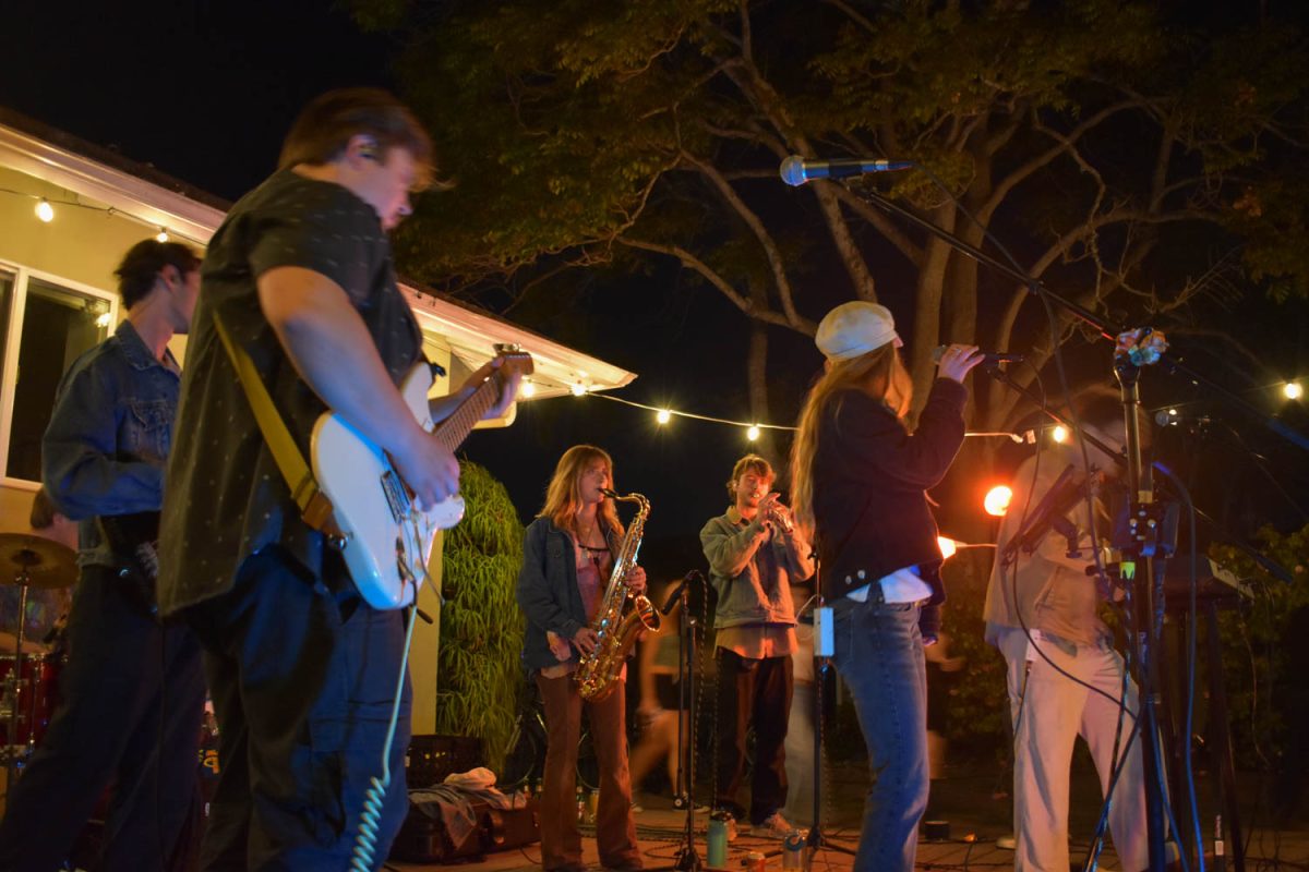 Veranda Nights playing their last show all together on April 12 in Isla Vista, Calif. This was their last performance as a whole band, as Geert Timmerman, the trumpeter, was leaving Isla Vista to go back home to the Netherlands.